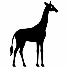 Black Giraffe Silhouette Vector Graphic