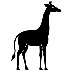 Black Giraffe Silhouette Vector Graphic
