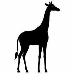 Black Giraffe Silhouette Vector Graphic