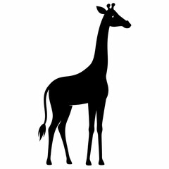 Black Giraffe Silhouette Vector Graphic