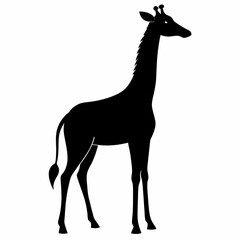 Black Giraffe Silhouette Vector Graphic