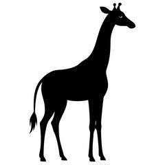Black Giraffe Silhouette Vector Graphic