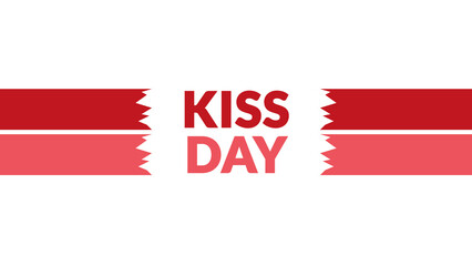 Kiss Day text with side lines on a White background. Which is observed every year in February to celebrate and wish Kiss Day.