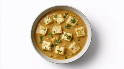 Kali mirch paneer in bowl isolated on white background 