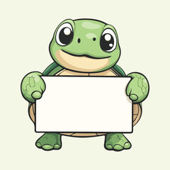Fototapeta premium Majestic Turtle Near paper Arrowboard vector illustration