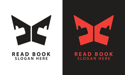 Book and thumb logo in negative space