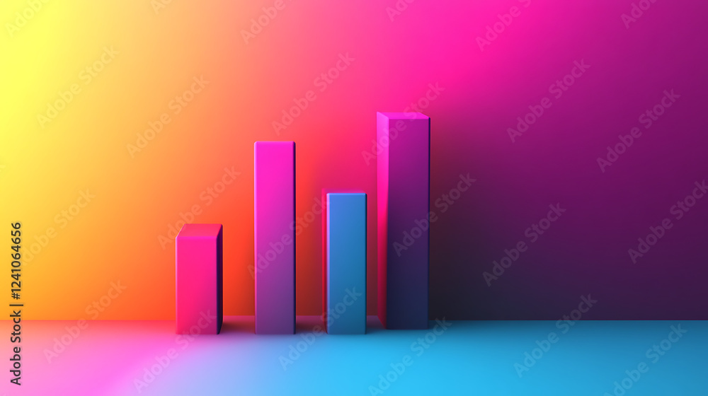 Poster a vibrant graphic showing four colorful bars representing data or growth against a gradient backgrou