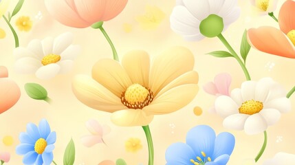Radiant flowers on sunny yellow background burst of floral beauty vibrant