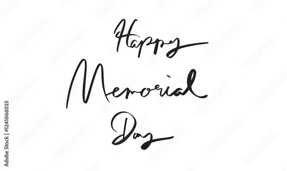 Poster happy memorial day text font calligraphy hand written lettering script black color object icon us us