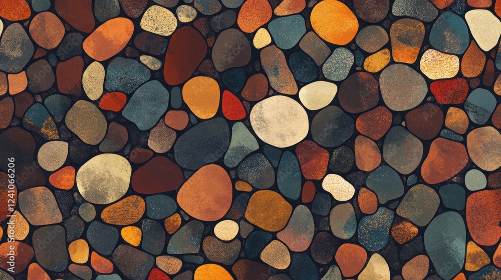 Aufkleber seamless pebble texture with small smooth stones in earthy tones, creating a natural and tactile sur