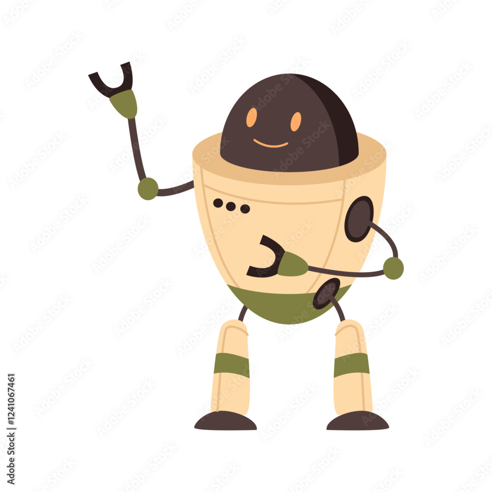 Leinwandbilder Modern robot with AI, helper or assistance in business. Vector isolated futuristic cyborg character for game, toy or robotic computer with artificial intelligence system. Virtual assistant
