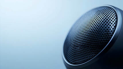 A close-up of a modern microphone showcasing intricate details and a sleek design, perfect for music and recording.