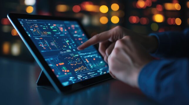 Real time traffic data analytics and intelligent transportation planning software displayed on a digital tablet device - Powered by Adobe