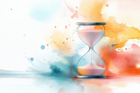 A dreamy watercolor depiction of an hourglass with gentle pastel tones, symbolizing time being extended before a deadline