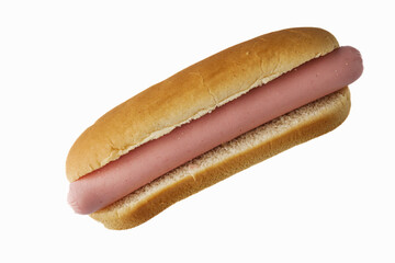 fresh juicy traditional hot dog on a white background