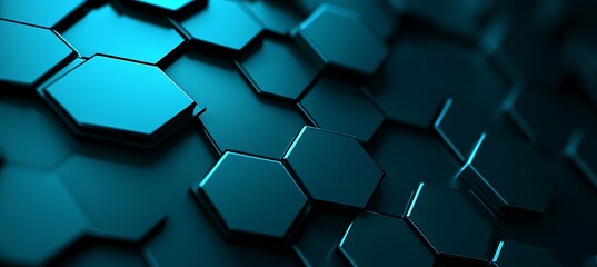 A rich cyan monochromatic background featuring assorted hexagons, delivering a modern and stylish artistic backdrop.