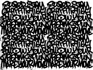 Graffiti background with throw-up and tagging hand-drawn style. Street art graffiti urban theme in vector format.