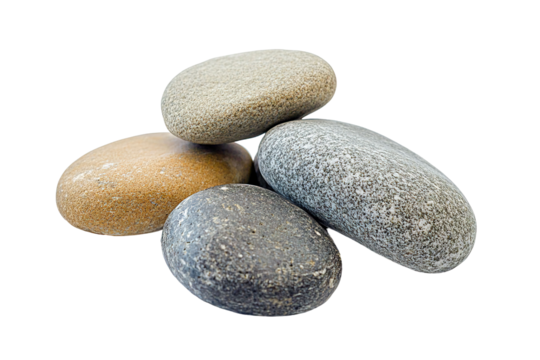 A collection of rocks of various colors and sizes. ,on transparent background.