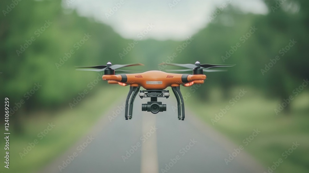 Poster aerial drone capturing traffic data to assist in real time route adjustments and infrastructure opti