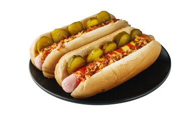 fresh juicy traditional hot dog on a white background