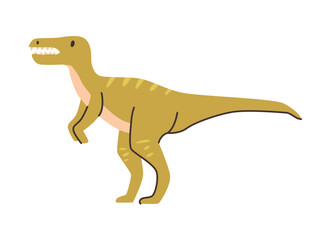 Tyrant lizard king or Tyranosaurus, isolated carnivores dinosaur creature with serrated teeth, small arms and robust legs. Vector apex predator from cretaceous period, prehistoric reptile