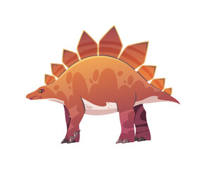 Herbivorous dinosaur character, isolated Stegosaurus species with tail and spike plates on back. Vector extinct animals from prehistoric or Jurassic era period. Paleontology museum exponent