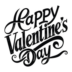 Happy valentine's day typography silhouette illustration on white background