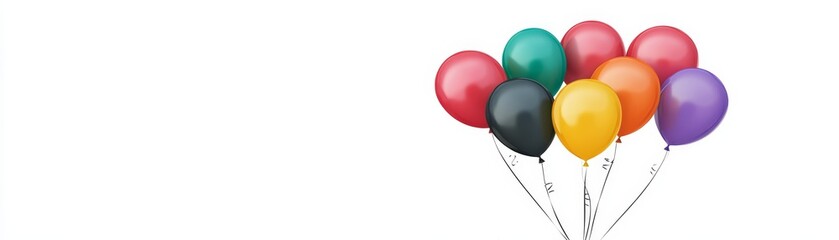 Collection of vibrant balloons floating against clear blue sky evoke feelings of celebration joy and festive occasions