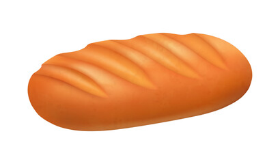 Fragrant and crispy realistic loaf made from wheat. Vector tasty nutritious bread for whole family home bakery. Isolated baked good for dinner, lunch and breakfast, menu assortment