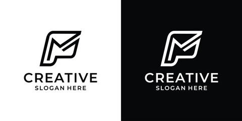 Initial letter PM logo design vector