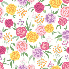 This seamless floral design is filled with illustrations suitable for your various creative projects. You can use it for textile design, wrapping paper, or even as a website background.