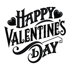 Happy valentine's day typography silhouette illustration on white background