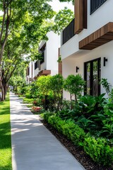 Modern Homes and Lush Greenery in a Peaceful Residential Area