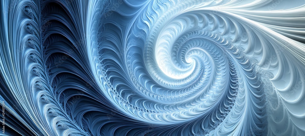 Poster a vibrant cyan backdrop with minimalist abstract spiral pattern, creating a unique and polished back