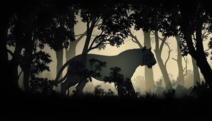 world wildlife day a double exposure merges the silhouette of a tiger with the image of a lush jungle