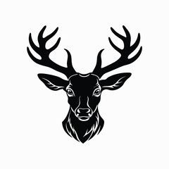 Fototapeta premium Deer Head Vector Illustration on White Background