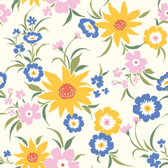 This seamless floral design is filled with illustrations suitable for your various creative projects. You can use it for textile design, wrapping paper, or even as a website background.