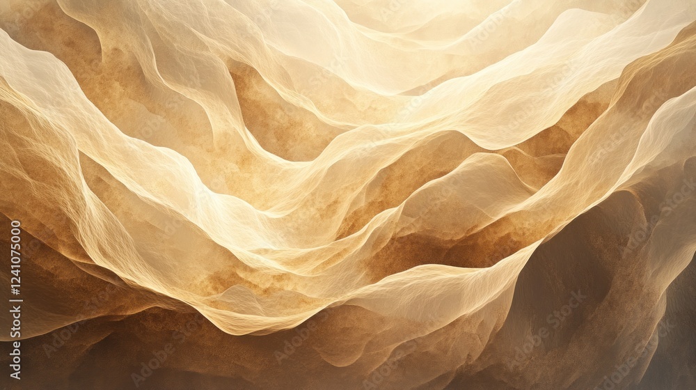 Poster abstract organic waves with subtle layers in soft beige and brown tones create a smooth background