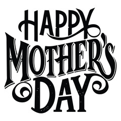 Happy mother's day typography silhouette illustration on white background