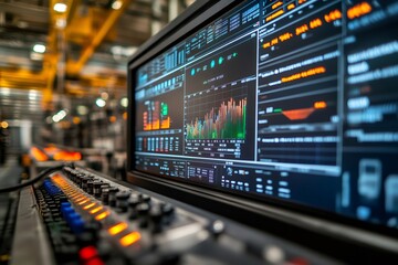 Monitoring system displaying real-time data in industrial factory