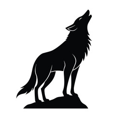 wolf black and white vector illustration