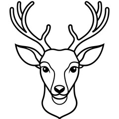 Deer Silhouette Line Art Vector Design