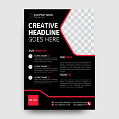 Corporate business flyer template design for Multipurpose uses. Graphic design layout with QR code.
