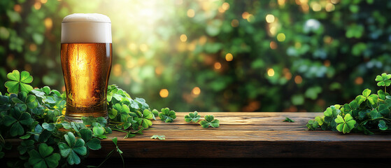 Cold yellow and glden beer with festive background