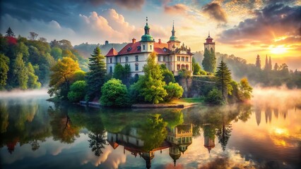 Obraz premium Ethereal Palace Zofin: A Slovenian Island Dream in Prague