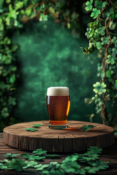 Dark irish beer with festive decoration for St. Patrick's Day
