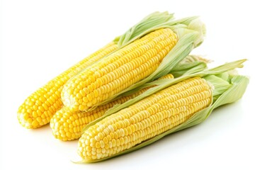 Fresh boiled baby corn cobs isolated on white background