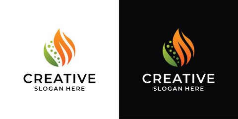 Abstract flame, oil and gas logo design vector