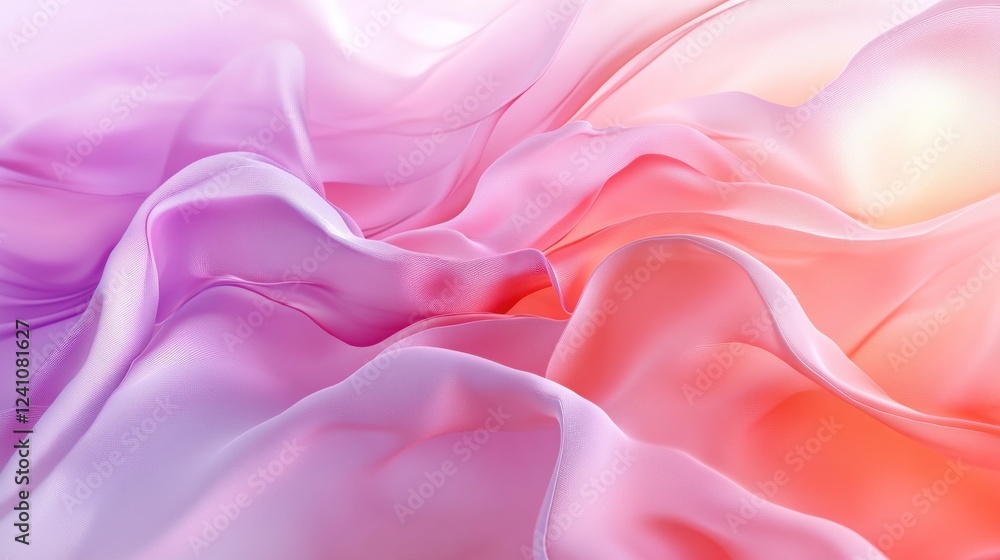 Poster soft pastel gradient with flowing fabric texture in pink, lavender and coral hues creating a smooth 