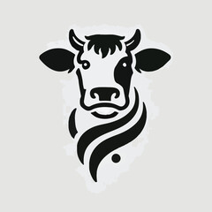 Cool and dashing cow head logo